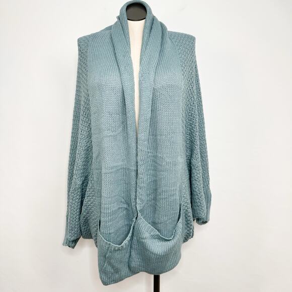 NWT Davi & Dani Dolman Sleeve Knit Pattern Cardigan Blue Casual Boho Size 3XL - Picture 2 of 14